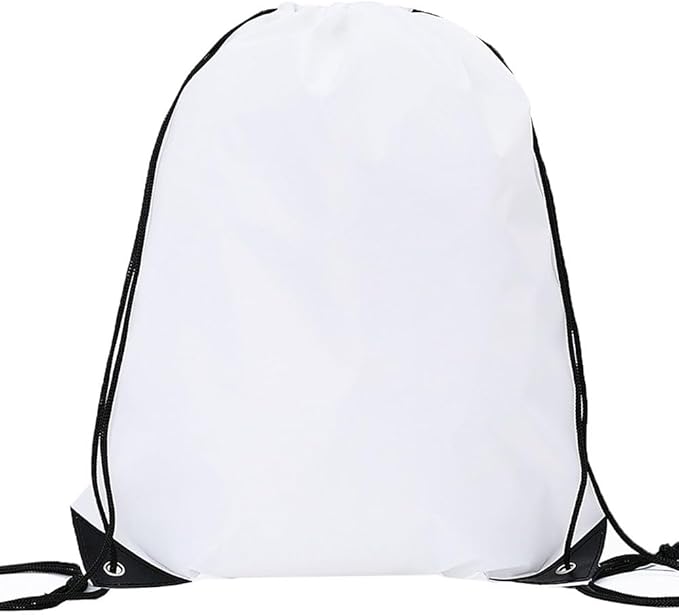 CODOBON 20 Pcs Drawstring Backpack Bulk Draw String Bags Cinch Polyester Bag for Gym Sport, White