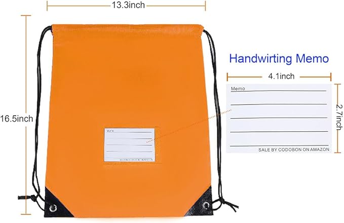 CODOBON 20 Pcs Drawstring Bags,Bulk Draw String Backpack, DIY Gym Sports Cinch Bag Sackpack for Women Men, Orange