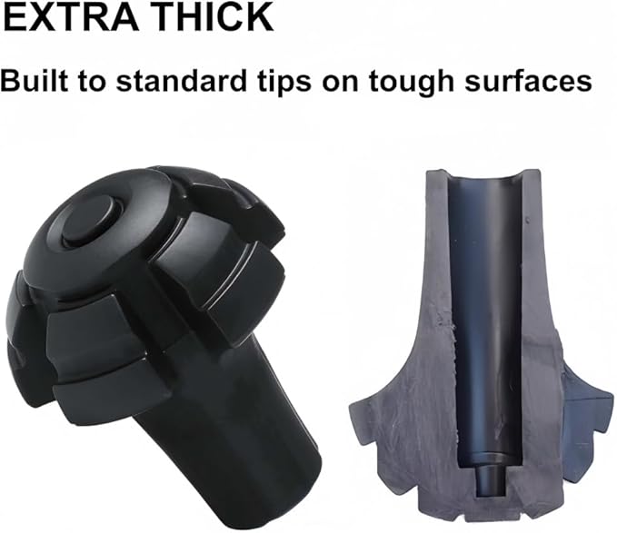 Walking Stick Tips Rubber 4pcs Trekking Pole Tips Replacement- Rubber Feet for Hiking Poles, Walking Sticks, Trekking Poles | Rubber Tip for Walking Sticks Hiking Trekking Poles Boot Tips Rubber Feet
