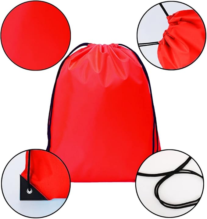 CODOBON 40 Pcs Drawstring Backpack Bulk Draw String Bags Cinch Polyester Bag for Gym Sport, Red