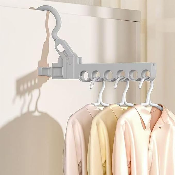 Folding Clothes Hanger Drying Rack,Travel Essentials for Laundry,Portable and Collapsible with Hook,Essentials for Cruise,Vacation,Camping,RV,Road Trip,Hotel,Business Travel, Student Apartment (Grey)