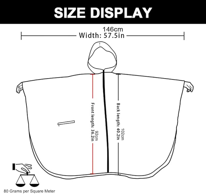 Fashion Hooded Rain Poncho Waterproof Raincoat Jacket with pocket for Women/Men/Adult
