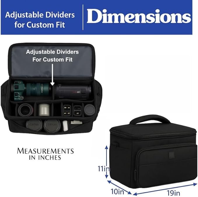 eCostConnection Extra Large Soft Padded Water Resistant Camcorder Equipment Gadget Bag/Case for Canon XA10, XA20, XA25, XH-G1s, XL2 and More Cameras Camcorders and DSLR