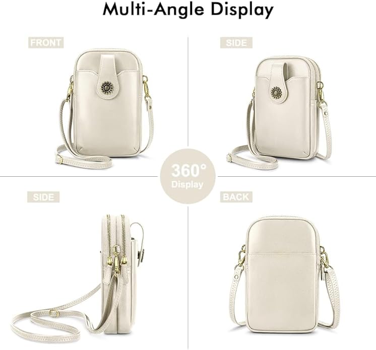 Peacocktion Small Crossbody Bags for Women, Leather RFID Cell Phone Purse, Trendy Travel Crossbody Purses with Zipper
