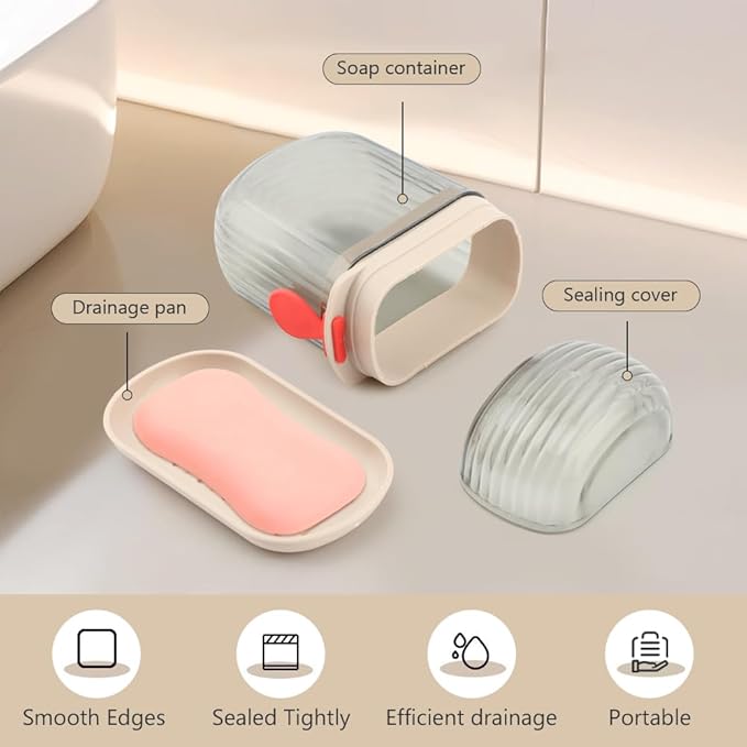 2 Pcs Travel Soap Case,Versatile Portable Travel S-OAP Box Leakproof Soap Container with Lid for Bathroom Shower Gym School Camping Vacation and Outdoor Activities(Size:2 pcs)