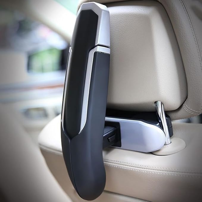 Car Coat Hanger,Folding Cars Headrest Back Seat Coat Holder,Save Space Auto Travel Hanger for Jackets Suit Coats,Motorcar Interior Organizer Storage Accessories for Automotive,RV,Truck,SUV(Silver)