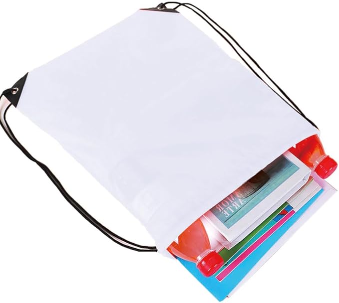 CODOBON 20 Pcs Drawstring Backpack Bulk Draw String Bags Cinch Polyester Bag for Gym Sport, White
