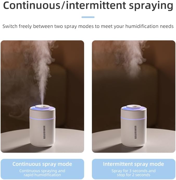 Portable Mini Humidifier, 180ml USB Small Humidifier for Bedroom, Car, Office Desk, Travel & Indoor Plants, 2 Mist Modes, Super Quiet (A-Black)