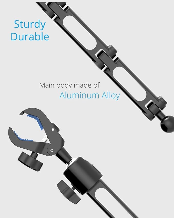 Quyee Phone Holder Car, Rear View Mirror Phone Holder - Aluminum Alloy Mount Multi-Angle Adjustment Rotatable and Retractable Compatible with All 4-7 Inch iPhone and Android Cell Phones (XL Black)