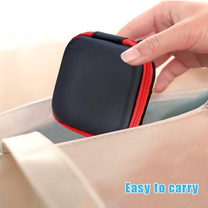 6Pcs Earphone Case, Earbud Case Portable Earphone Pouch Mini Square Pocket Earbuds Carrying Cases Storage Bag Cell Phone Accessories Organizer for Earphones,USB Cable, Memory Card