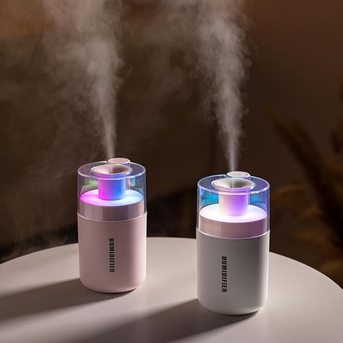 Portable Mini Humidifier, 180ml USB Small Humidifier for Bedroom, Car, Office Desk, Travel & Indoor Plants, 2 Mist Modes, Super Quiet (B-White)