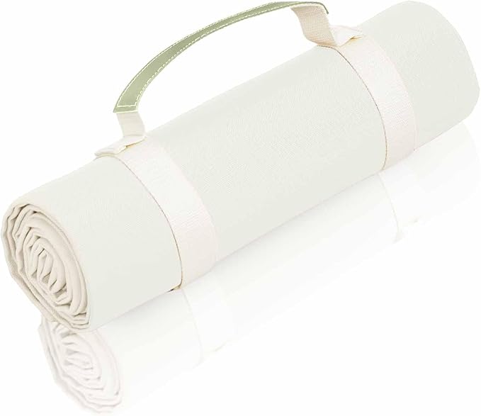 White Picnic Blanket & Beach Mat – Canvas, Machine Washable, Large 4’9” × 6’3”