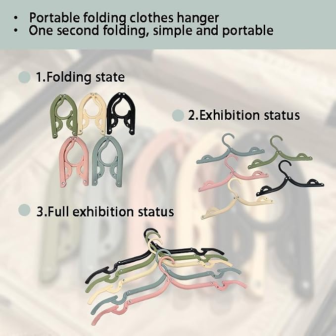 15 Pcs Foldable Plastic Hangers, Lightweight Portable Travel Essentials. Foldable for Space-Saving, Easy to Carry and Store. Great for Travel, Camping, Hotel and Daily Clothes Hanging.