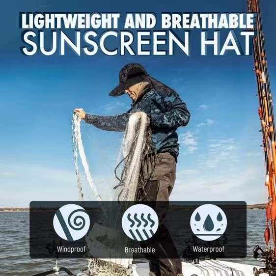 Outdoor Sun Hat for Men with 50+ UPF Protection Safari Cap Wide Brim Fishing Hat with Neck Flap, for Dad…