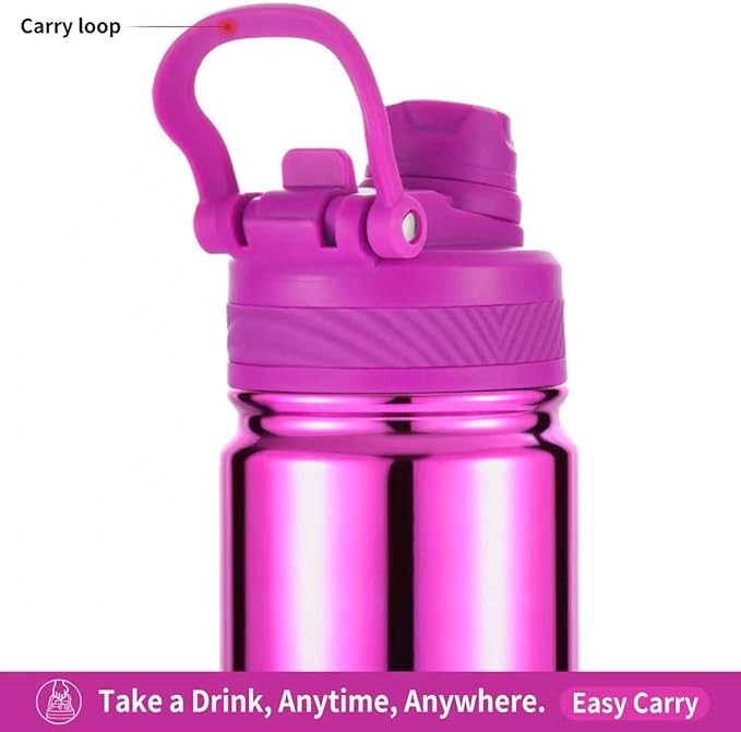 mininoo 24 oz Insulated Water Bottle with 2-in-1 Straw & Spout Lid, BPA-Free & Leak-Proof, Stainless Steel Water Bottle for Sports, Travel, and School, Purple Nova