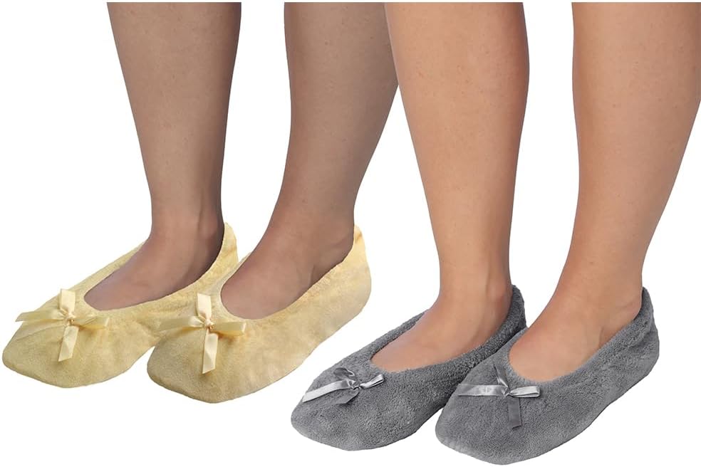 Women's Terry Classic Cotton & Velour Ballerina Slippers (Pack of 2)