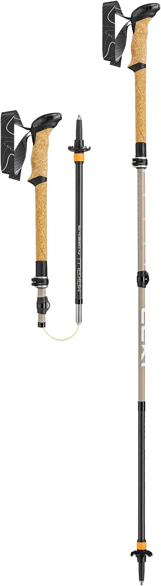 LEKI Makalu FX Carbon AS Trekking Poles - Foldable Collapsible Lightweight Walking Poles for Hiking