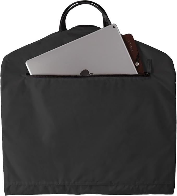 SkyHanger - Carry on Garment Bag with unique Titanium Suit Hanger for Men & Women - best-in-class functionality for wrinkle-free traveling - lightweight & water repellent nylon - Black