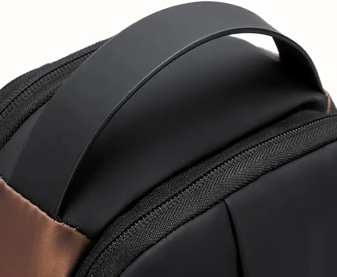 Waterproof Polyester Slim Unisex Crossbody Sling Bag Chest Backpack Men's Shoulder Bag, Leisure Travel Handbag, Hard Shell Anti-Theft Chest Bag, Black&Golden, Standard, Retro