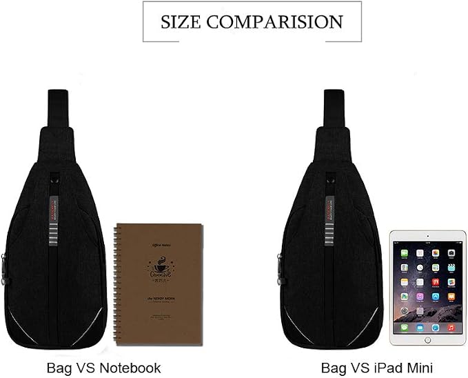 WATERFLY Small Crossbody Sling Backpack Anti Theft Backpack for Traveling Chest Bags for Men&Women Multipurpose Casual Daypack Hiking Shoulder Bag (Black)