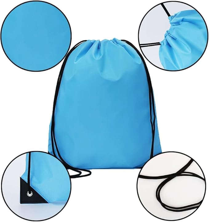 CODOBON 40 Pcs Drawstring Backpack Bulk Draw String Bags Cinch Polyester Bag for Gym Sport, Sky Blue