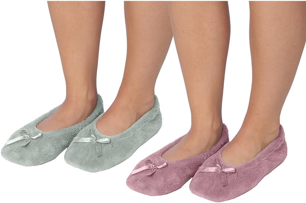 Women's Terry Classic Cotton & Velour Ballerina Slippers (Pack of 2)