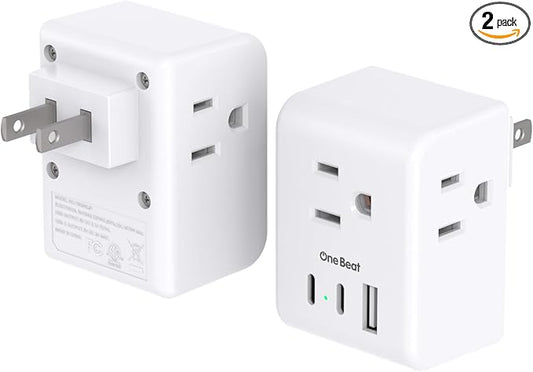 2 Pack US to Japan Plug Adapter, 2 Prong to 3 Prong Outlet Adapter with 3 Outlets 3 USB Ports(2 USB C), Type A Travel Power Converter Plug Adaptor for USA to Japanese Canada Mexico Philippines Peru