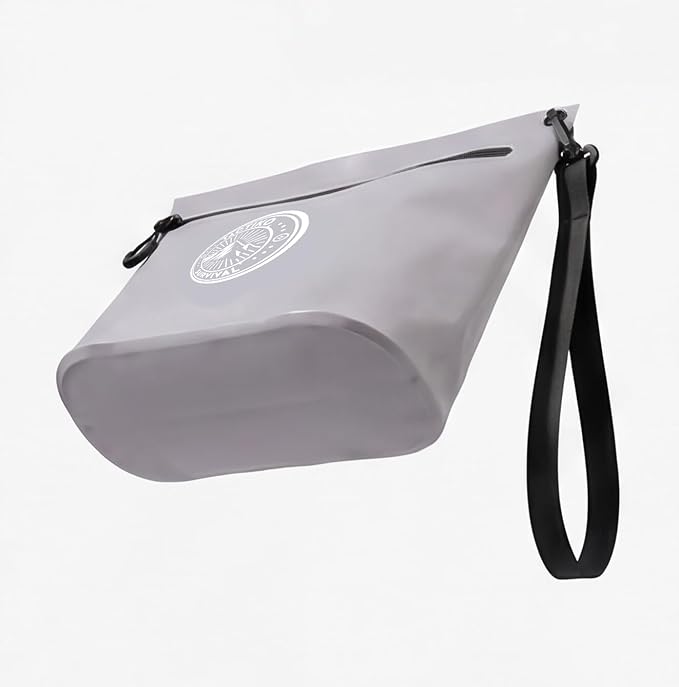 Tactiko 3L Water Resistant Pouch - Waterproof Material with Splashproof Zipper - Zipper Bag for Storage, Toiletries, Travel, Beach, Cruise, Home (Gray)