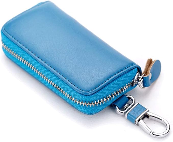 Genuine Leather Key Holder Bag with 2 Card Slot & 6 Hooks & 1 Access Card,Key Case Car Key Holder Wallet for Men Women
