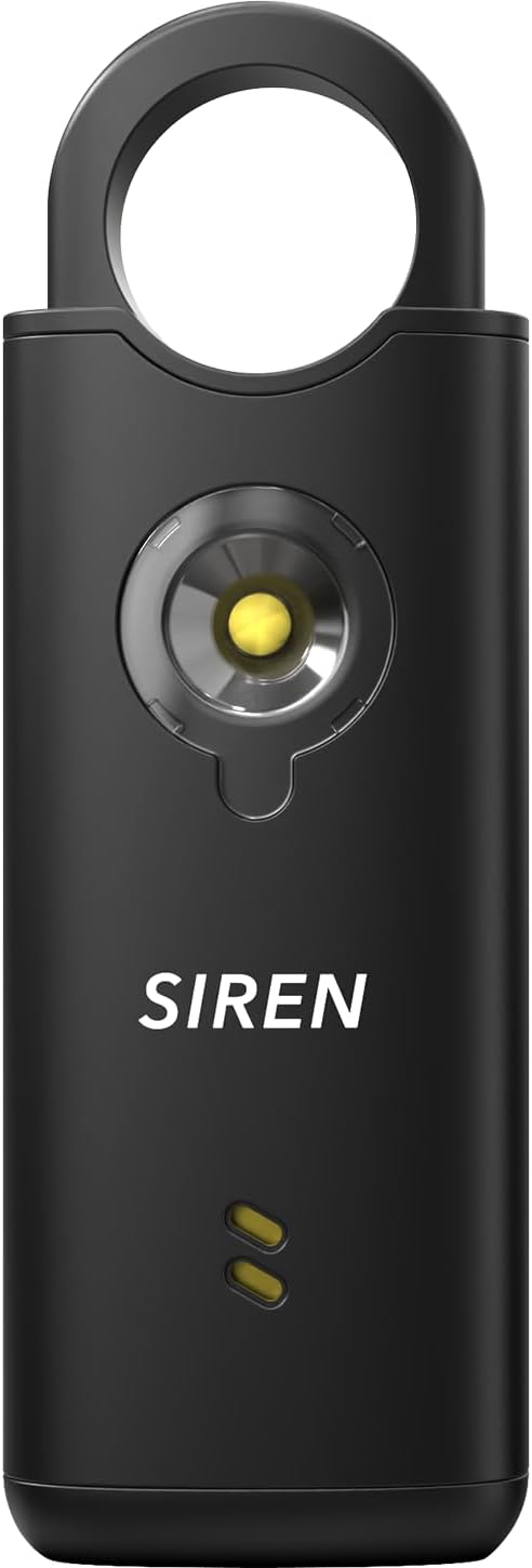 Personal Safety Alarm by Silent Beacon – 135dB Siren, Flashing Light, Pull & Vibration Activation, USB-C Rechargeable Keychain (Black)