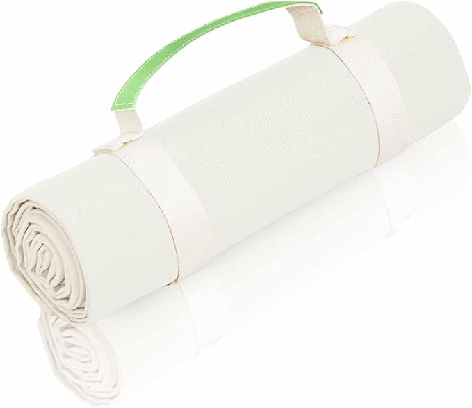 White Picnic Blanket & Beach Mat – Canvas, Machine Washable, Large 4’9” × 6’3”
