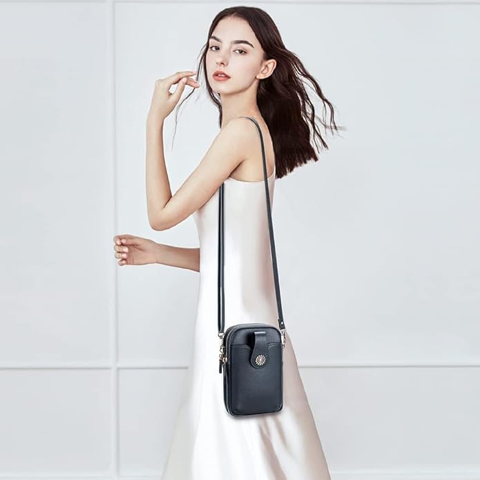 Peacocktion Small Crossbody Bags for Women, Leather RFID Cell Phone Purse, Trendy Travel Crossbody Purses with Zipper