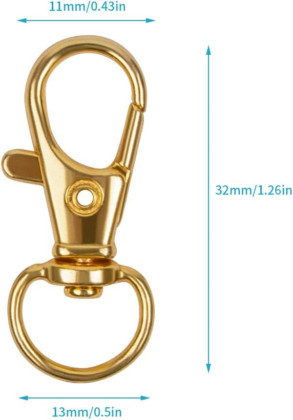 HXSEMAYIG 100PCS Keychain Hooks with Key Rings，Metal Swivel Lobster Claw Clasps, for Keychain Clip Lanyard, Jewelry Making, Crafts