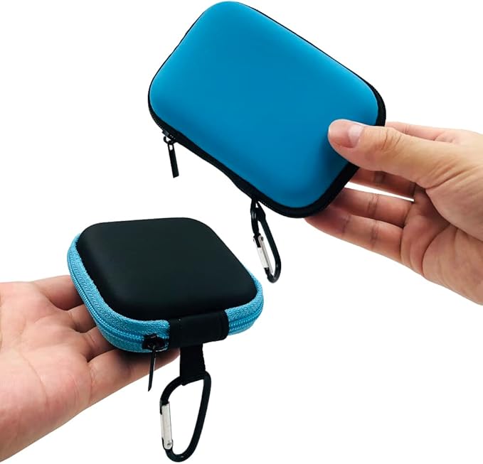 10 Pieces Earbud Case, lyfLux Square and Rectangular Headphone Case with Clips for Headphones, SD Memory Cards, Wireless Earplugs