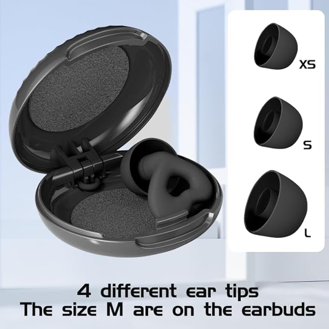 Ear Plugs for Sleep 32dB Noise Reduction Soft Comfy Reusable Silicone Earplugs for Work Travel Study Hearing Protection (Black, Heart)