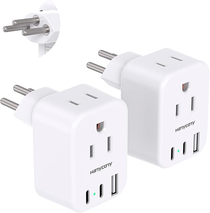 Switzerland Travel Plug Adapter, HANYCONY Type J Power Adapter with 2 Outlets 2 USB C Ports, Swiss Plug Adapter for Amercian US to Switzerland, Liechtenstein, Rwanda, 2 Pack