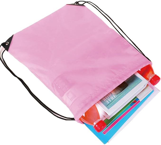 CODOBON 20 Pcs Drawstring Backpack Bulk Draw String Bags Cinch Polyester Bag for Gym Sport, Pink