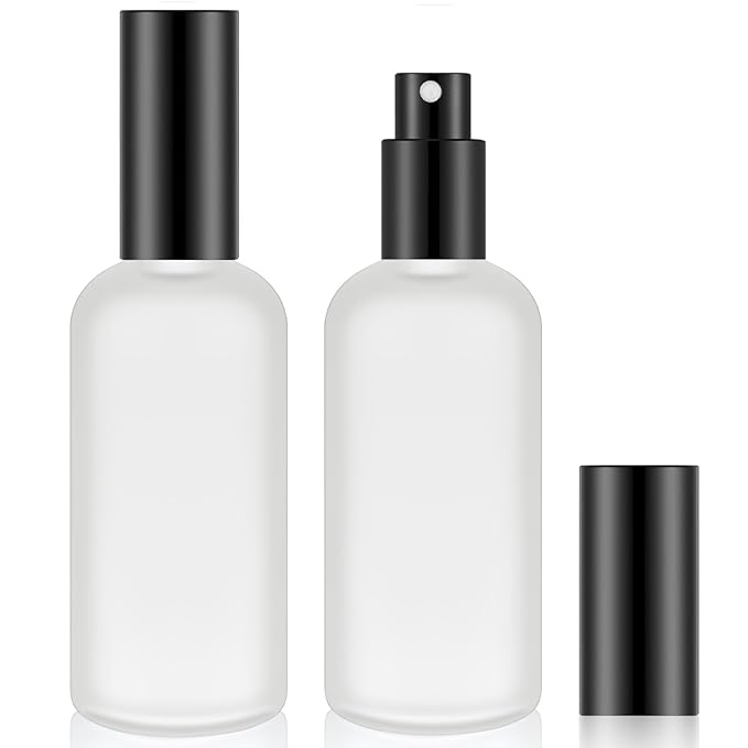 Tessco for you 1 Pcs 30/60/100 ml Glass Spray Bottles Frosted Empty Perfume Bottle Atomizer Refillable Clear Bottle with Fine Mist Sprayer Pump for Room Face Travel Business (Black,3.4 oz)