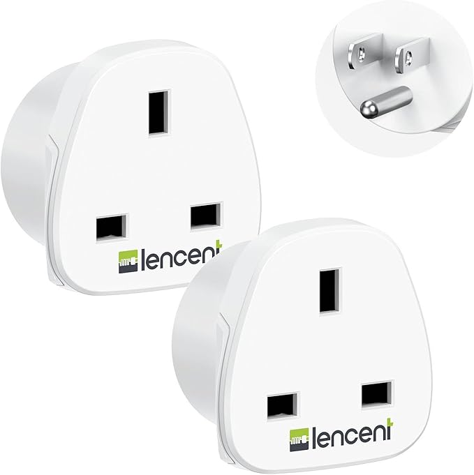 LENCENT UK to US America Plug Adapter, 2 Pack Grounded USA Visitors Travel Converter, Converts All Type G Plugs from United Kingdom UK Singapore Malaysia UAE Ireland Malta Hongkong and etc. (Type B)