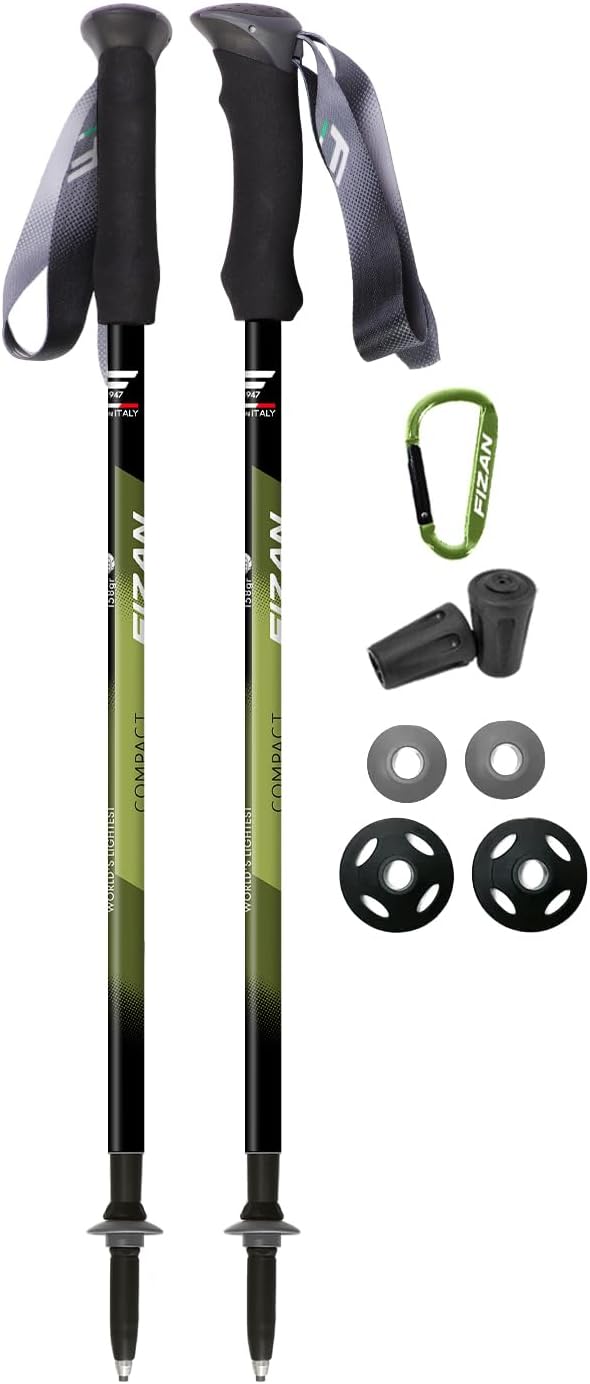 Fizan Compact 3 Trekking Poles – 5.6 oz Ultralight, Backpacking, Thru Hiking Poles, Adjustable, Collapsible, Customized Fit, EVA Grips, Aluminum Walking Sticks (Compact 3)