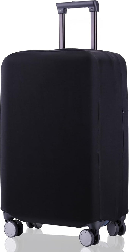 Travel Luggage Cover Suitcase Protector Scratch-Resistant Fit 19-31 Inch, Not Included Suitcase (Black, L(26-27inch))