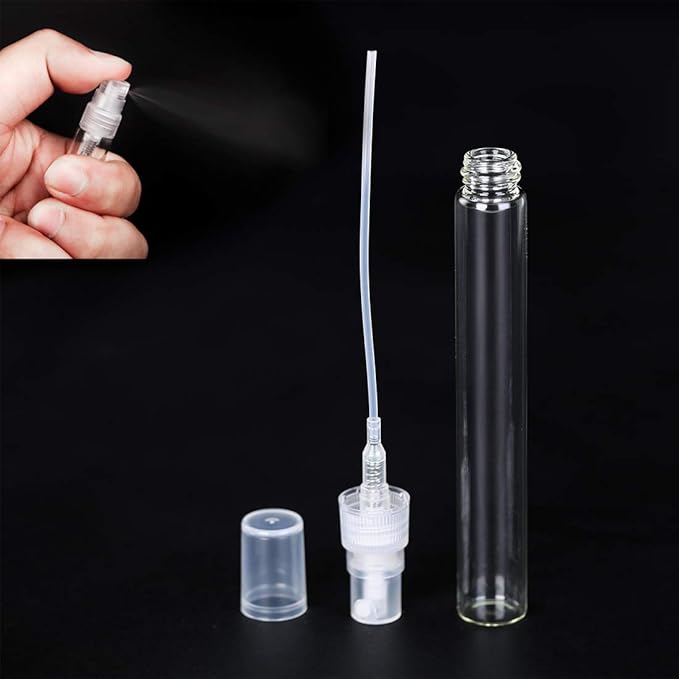 30Pcs 10ml/0.34 Oz Portable Refillable Clear Glass Empty Sprayer Perfume Bottles Cosmetic Atomizers Spray Bottle Container for Travel Party Must Makeup Tool (30Pcs 10ml Clear Glass Perfume Bottles)