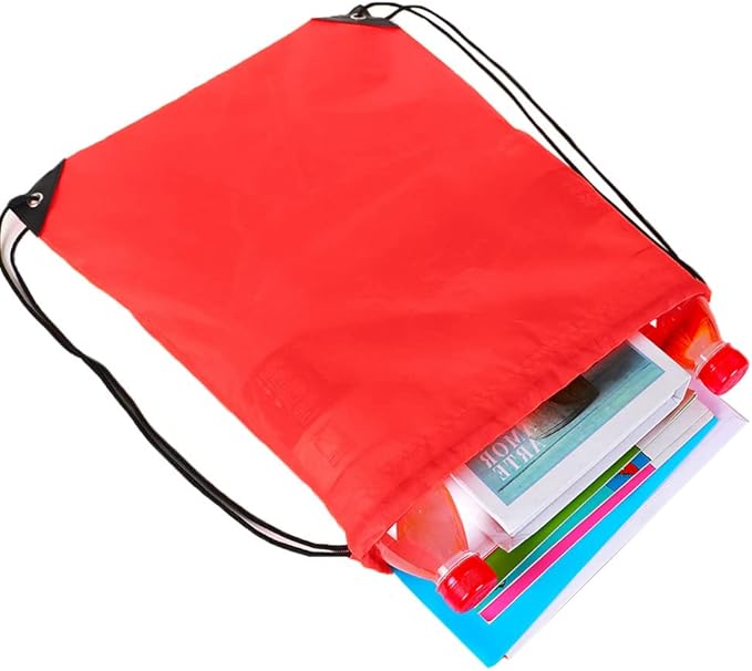 CODOBON 20 Pcs Drawstring Backpack Bulk Draw String Bags Cinch Polyester Bag for Gym Sport, Red