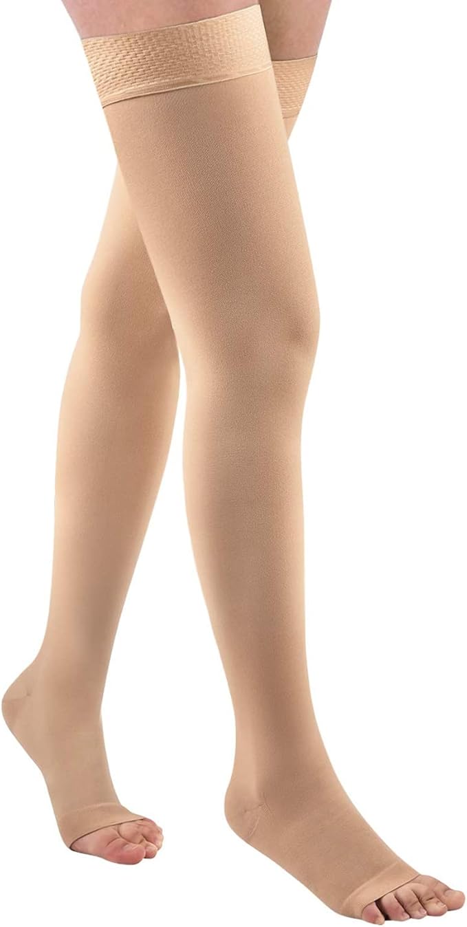 Thigh High 20-32 mmHg Compression Stocking Toeless Compression Socks for women & men circulation with Silicone Dot Band
