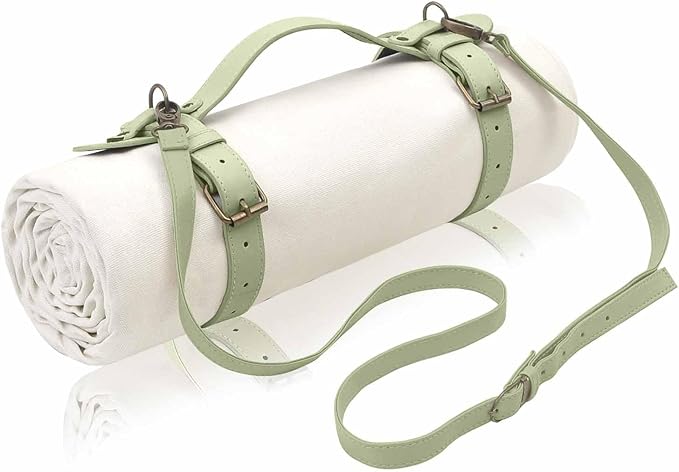 White Picnic Blanket & Beach Mat – Canvas, Machine Washable, Large 4’9” × 6’3”