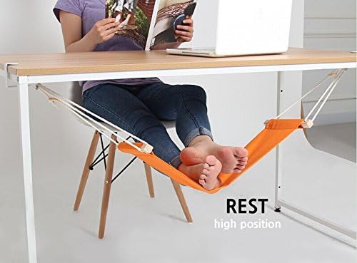 Home-organizer Tech Portable Adjustable Foot Hammock for Corner Desk Office Foot Rest Mini Under Desk Foot Rest Hammock for Home, Office, Airplane, Travel, Study and Relaxing (Black White Strip)
