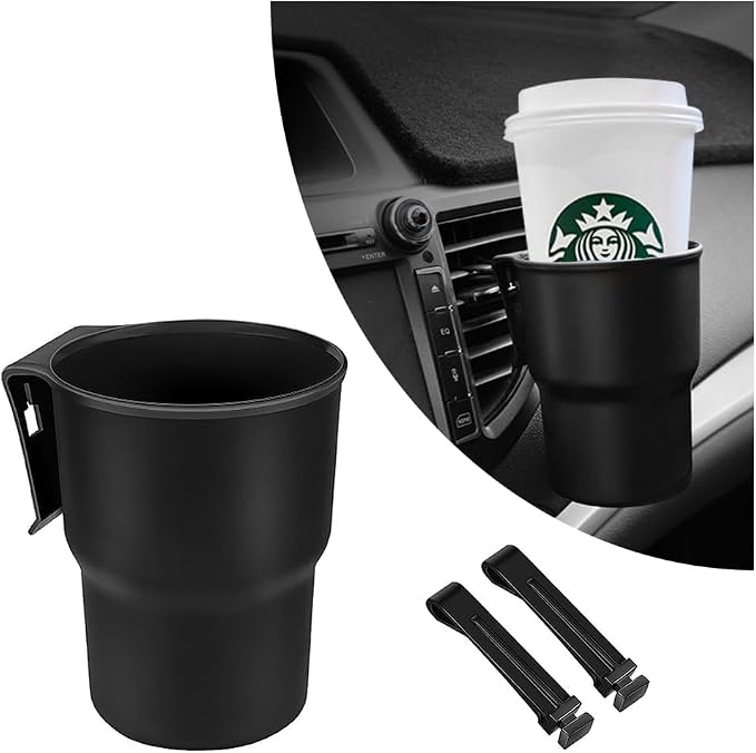 Hanging Cup Holder for Car Air Vents/Windows,Multi-Function Car Cup Holder Organizer/Car Trash Can,Universal Car Window Cup Holders with 2 Hooks Fits Most Cup Types (Black)