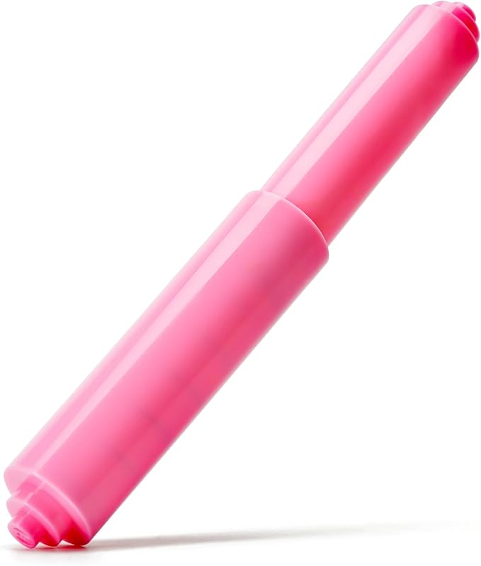 Qualihome Pink Universal Plastic Spring Loaded Toilet Paper Roll Holder Replacement Rod, Pink Toilet Paper Roll Replacement Rod