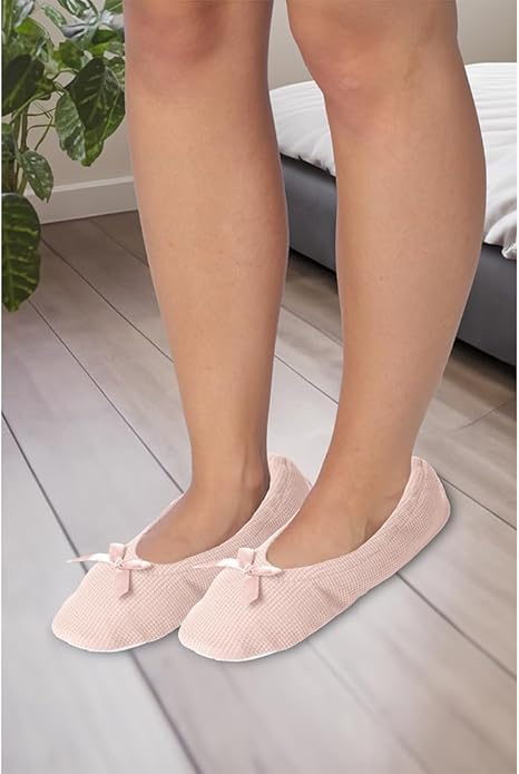 Women's Terry Classic Cotton & Velour Ballerina Slippers (Pack of 2)