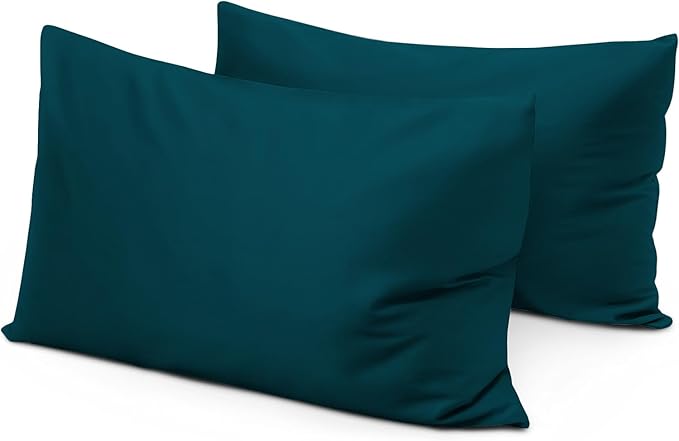 Travel Pillow Case 12x16 Set of 2 Zipper Closure Toddler Pillowcase 600 Thread Count 100% Egyptian Cotton Soft & Skin Friendly Travel Pillow Covers 12x16 Inches, Teal